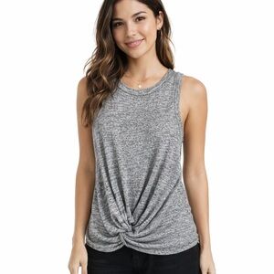Aritzia Wilfred Free Twist Front Tank Top XXS Heather Gray Sleeveless